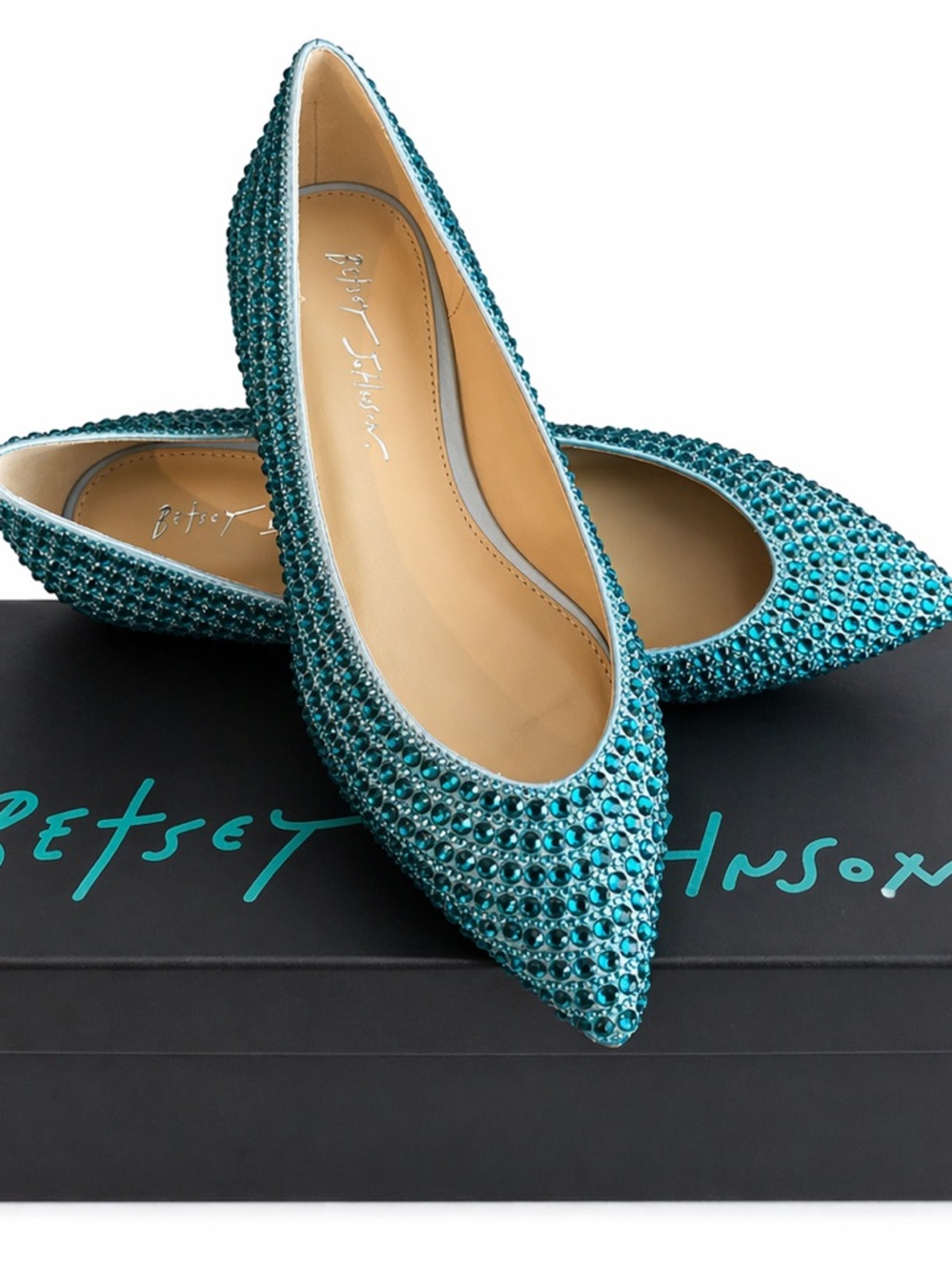 Betsey Johnson Blue Rhinestone Flats